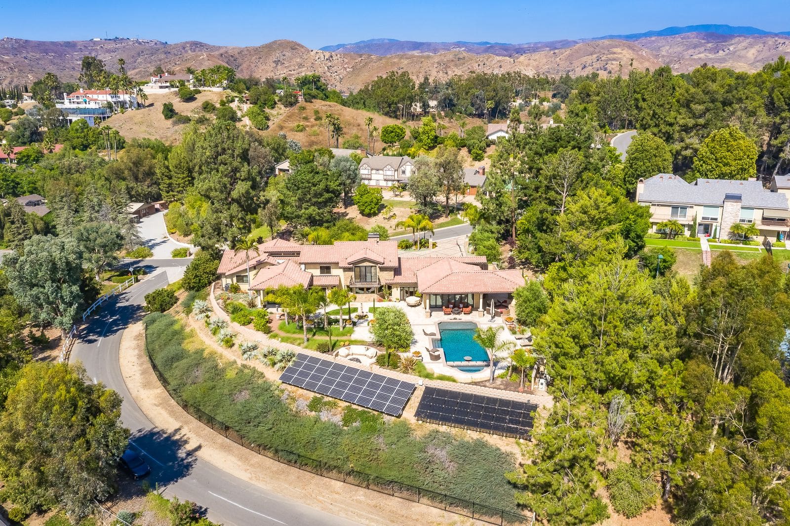 Luxury Southern California home with solar panels