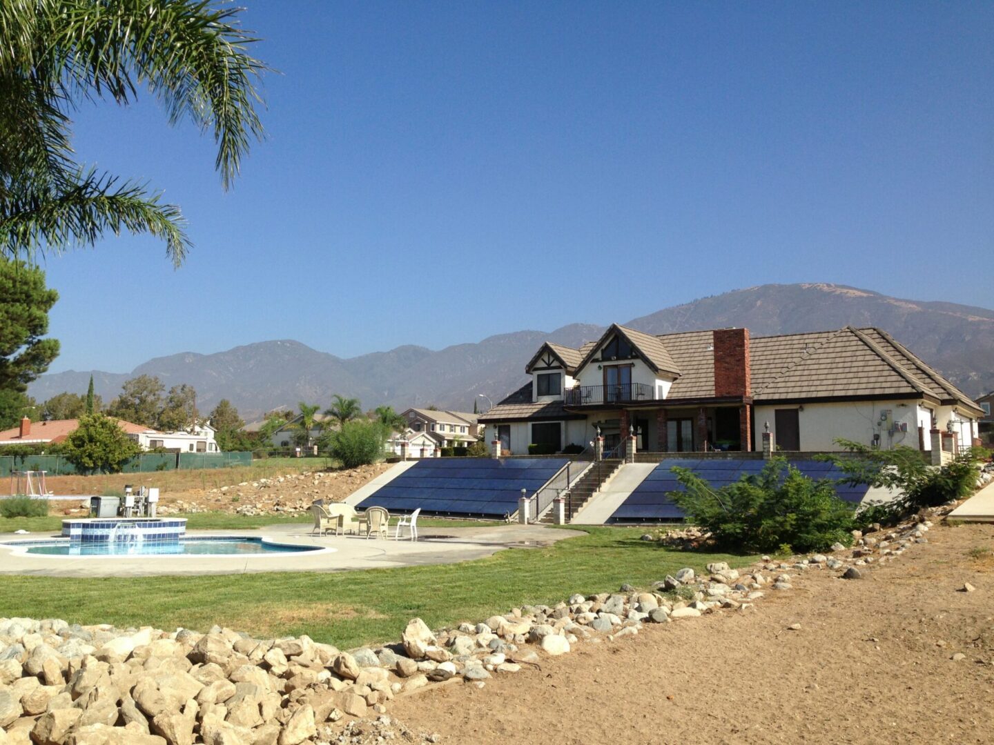Expansive hilltop estate with extensive solar array integration