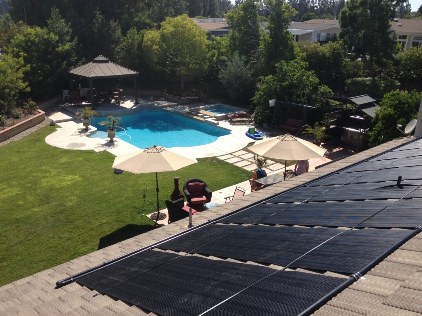 Large scale solar pool array
